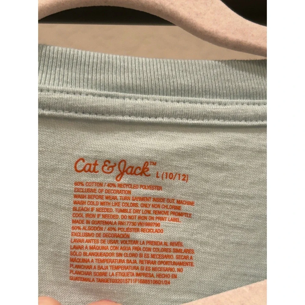 Cat & Jack Girls Mint Green Sequin Heart Patch T-Shirt Size L 10/12
